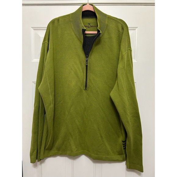 Tommy Bahama Other - Tommy Bahama Men XXL 1/4 Zip Pullover Sweatshirt Green P2P 27 Mock Neck Ribbed
